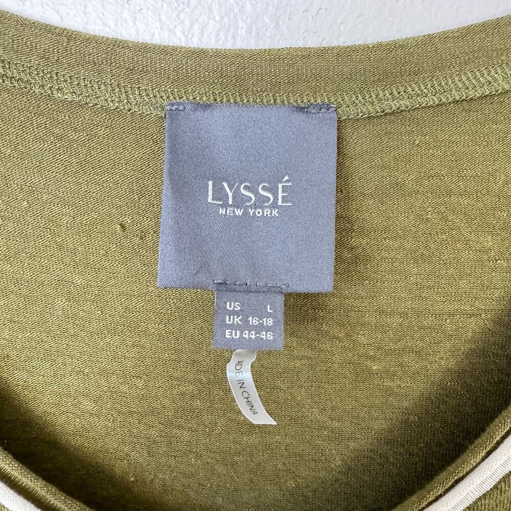Lysse Olive Green Linen Blend Relaxed Casual Coastal Breathable Hi Low Tunic Tee - Picture 8 of 10